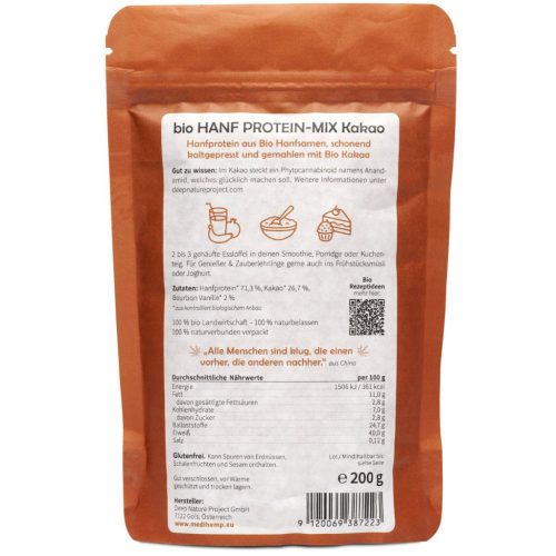 Medihemp Proteină din Cânepă Bio cu aromă de cacao 200 g