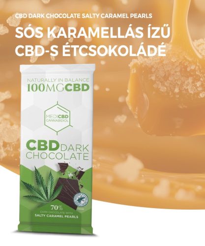 MediCBD Ciocolată neagră cu perle de caramel sărat (100mg CBD)
