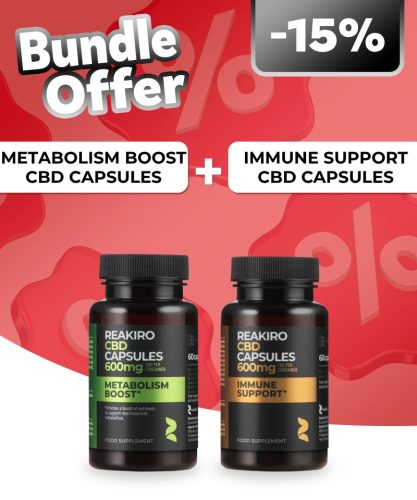 Reakiro Metabolism Boost CBD kapszula 60 db | 600 mg + Reakiro Immune Support CBD kapszula 60 db | 600 mg