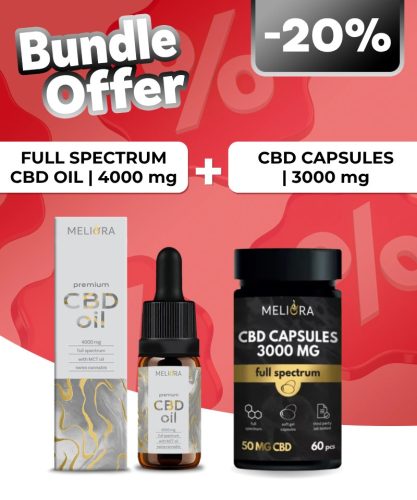 Meliora Teljes Spektrumú 40% CBD olaj + Meliora CBD kapszula 50 mg 60 db | 3000 mg