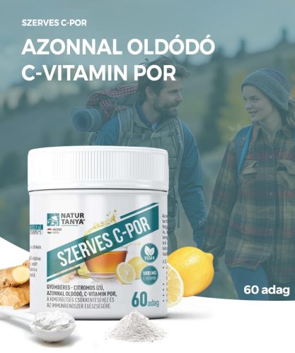 Natur Tanya® Organic Vitamina C pulbere - 60 porții - solubil instantaneu