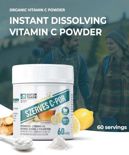 Natur Tanya® Organic Vitamina C pulbere - 60 porții - solubil instantaneu