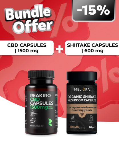 Reakiro CBD kapszula 25 mg 60 db | 1500 mg + Meliora Shiitake kapszula 60 db