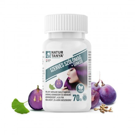 Natur Tanya® Extract Organic de Sâmburi de Struguri și Ginkgo Biloba – 70 buc.