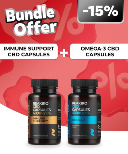Reakiro Immune Support CBD kapszula 60 db | 600 mg + Reakiro Omega-3 CBD kapszula 60 db | 600 mg