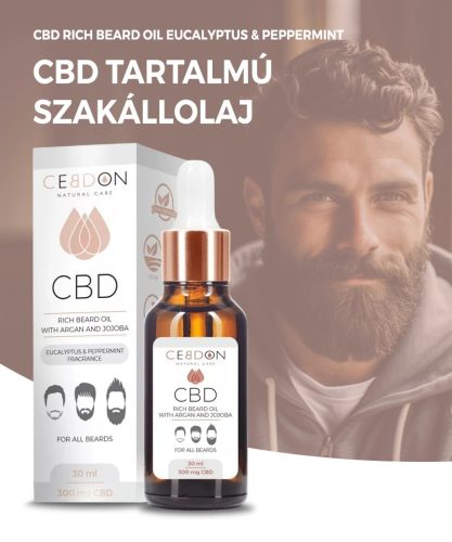 CeBDon Ulei de barbă cu parfum de eucalipt și mentă 300 mg CBD