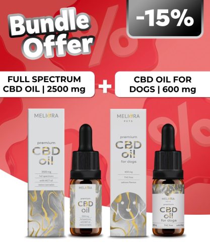 Meliora Teljes Spektrumú 25% CBD olaj + Meliora CBD olaj kutyáknak 6% 600 mg