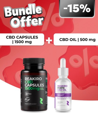 Reakiro CBD kapszula 25 mg 60 db | 1500 mg + Reakiro Forte Night CBD olaj | 500 mg