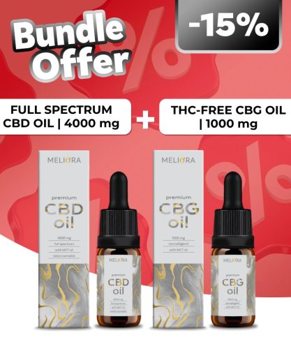 Meliora Teljes Spektrumú 40% CBD olaj + Meliora 10% CBG olaj 1000 mg